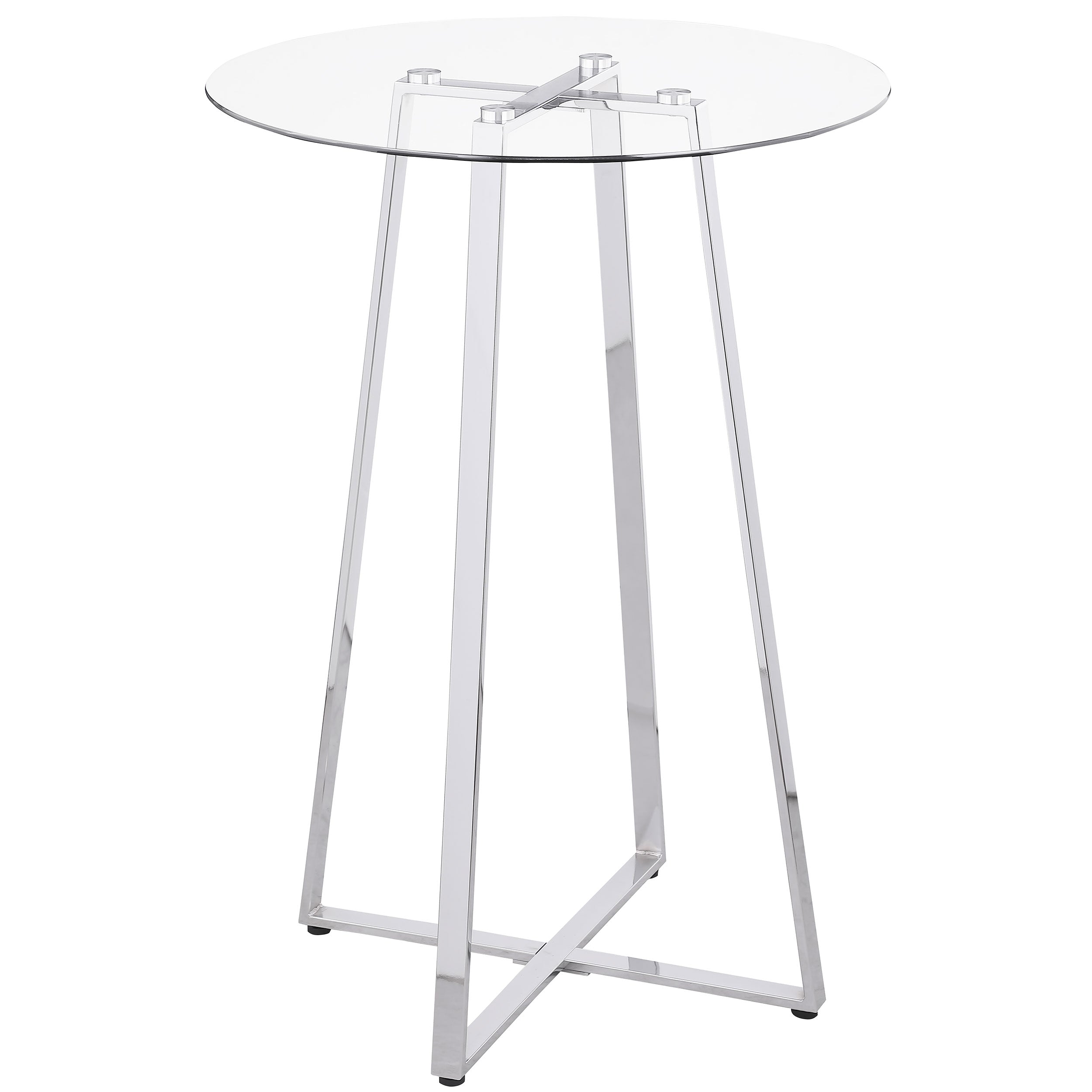 Best Furniture Outlet - Coaster - Zanella Round 30-inch Glass Top Bistro Bar Table Chrome - 100026