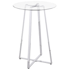 Best Furniture Outlet - Coaster - Zanella Round 30-inch Glass Top Bistro Bar Table Chrome - 100026