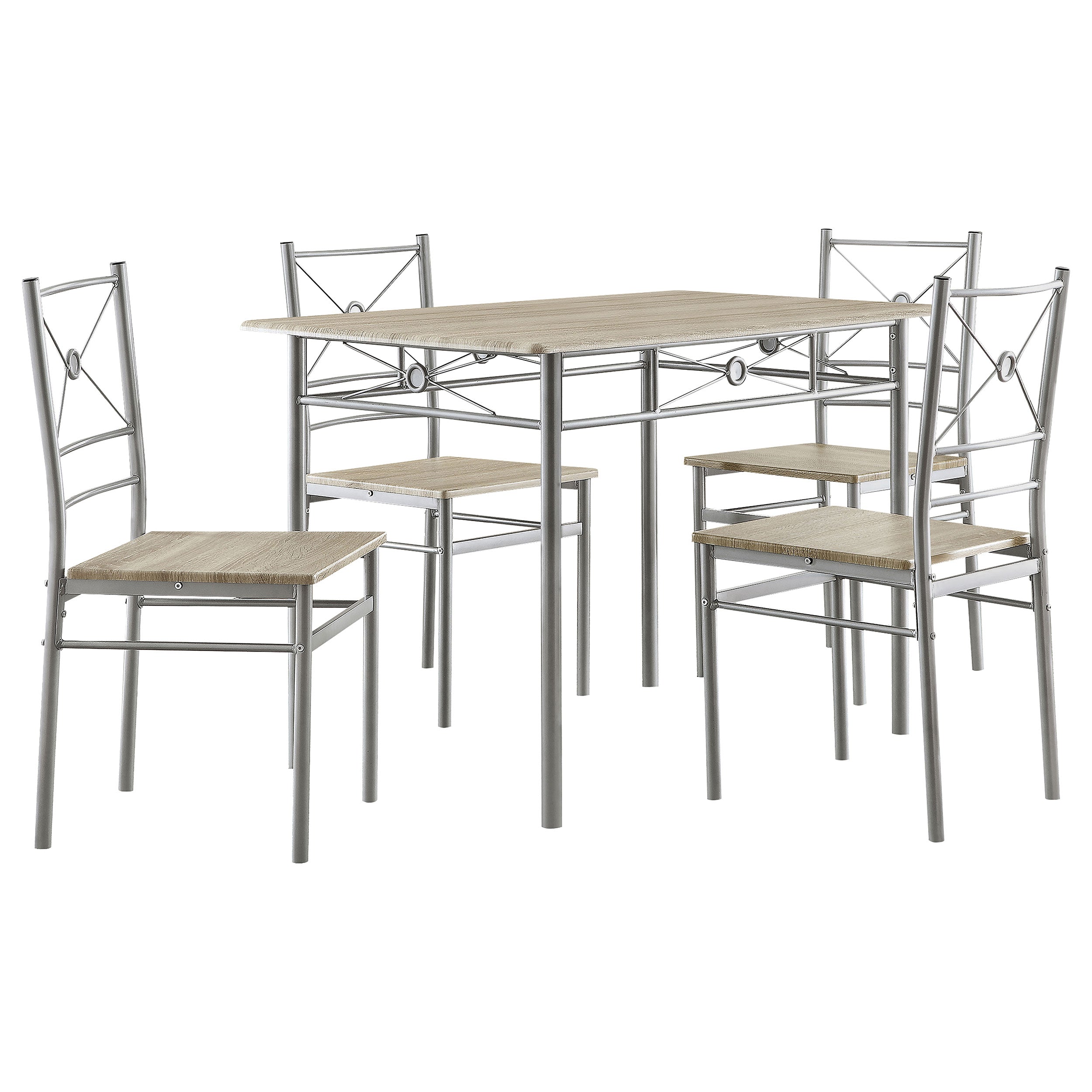 Best Furniture Outlet - Coaster - Anna 5-piece Rectangular Dining Table Set Silver - 100035