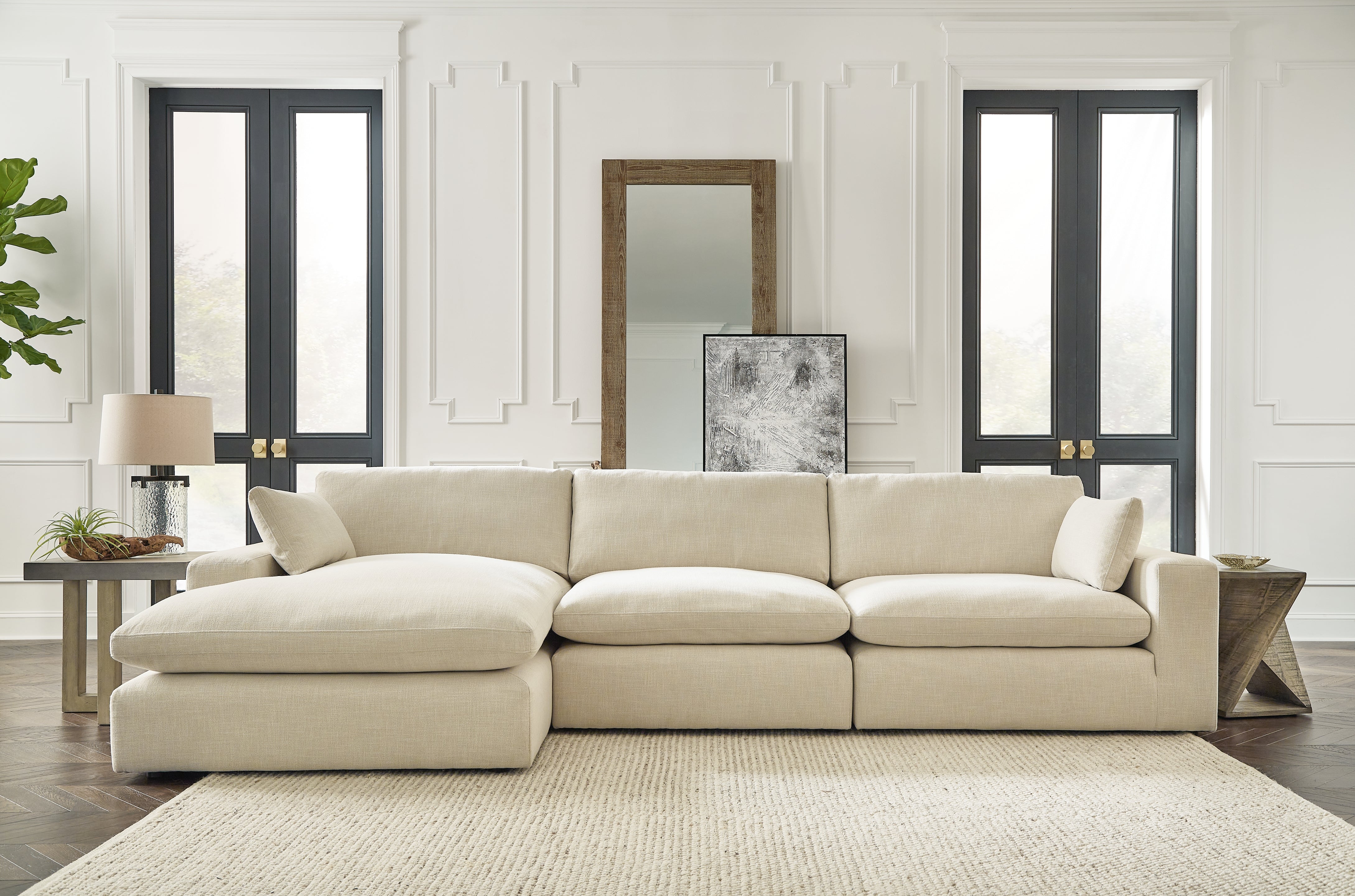 Best Furniture Outlet - Ashley Furniture - Elyza Sectional - RAF 3-Piece Sectional with Chaise / Linen - 10006S3