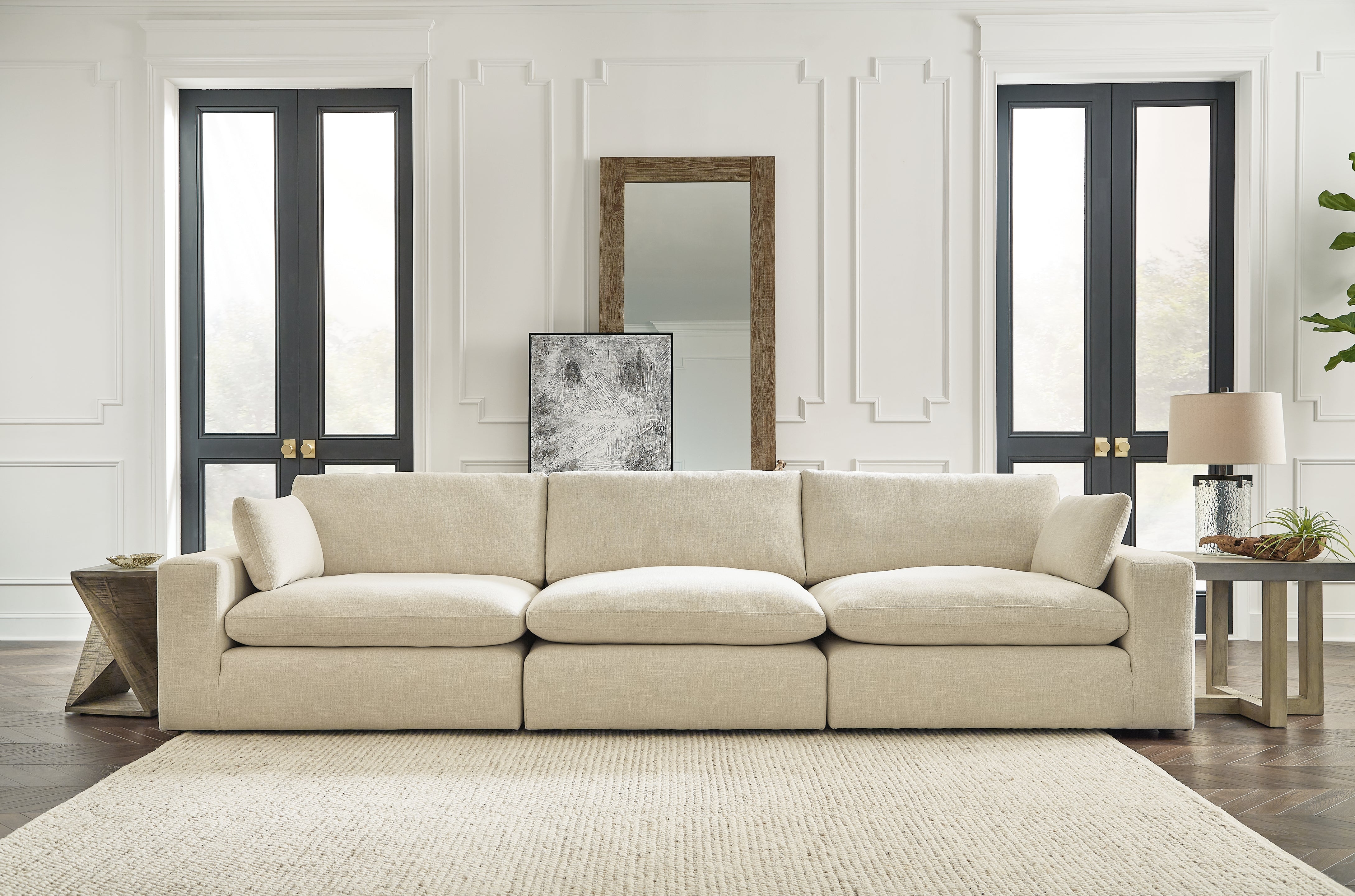 Best Furniture Outlet - Ashley Furniture - Elyza Sectional - RAF 3-Piece Sectional Sofa / Linen - 10006S2