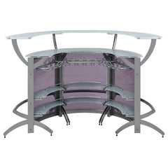 Dallas 3-piece Curved Freestanding Home Bar Cabinet Silver