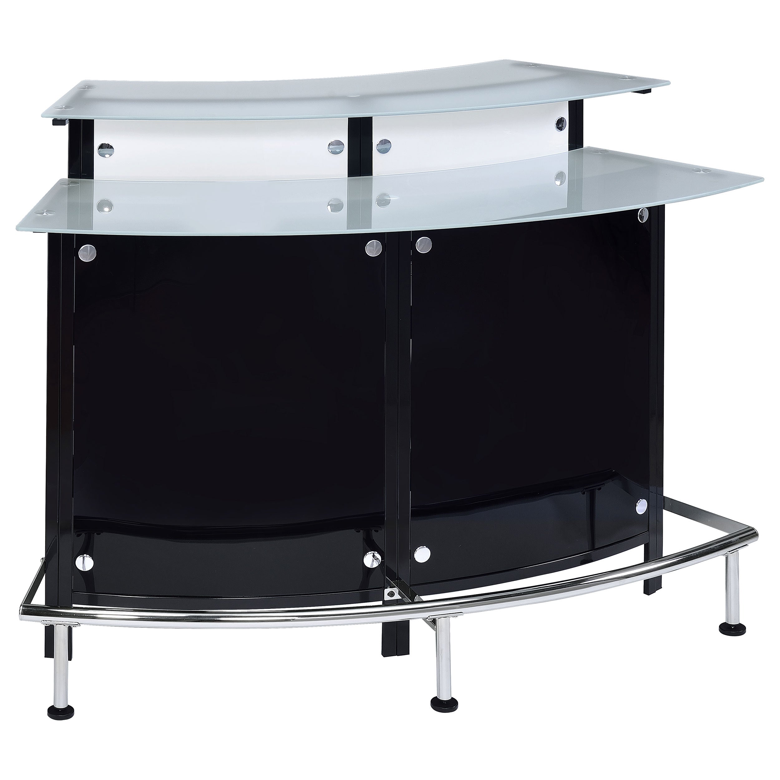 Best Furniture Outlet - Coaster - Keystone Curved Glass Top Home Bar Wine Cabinet Black - 100139