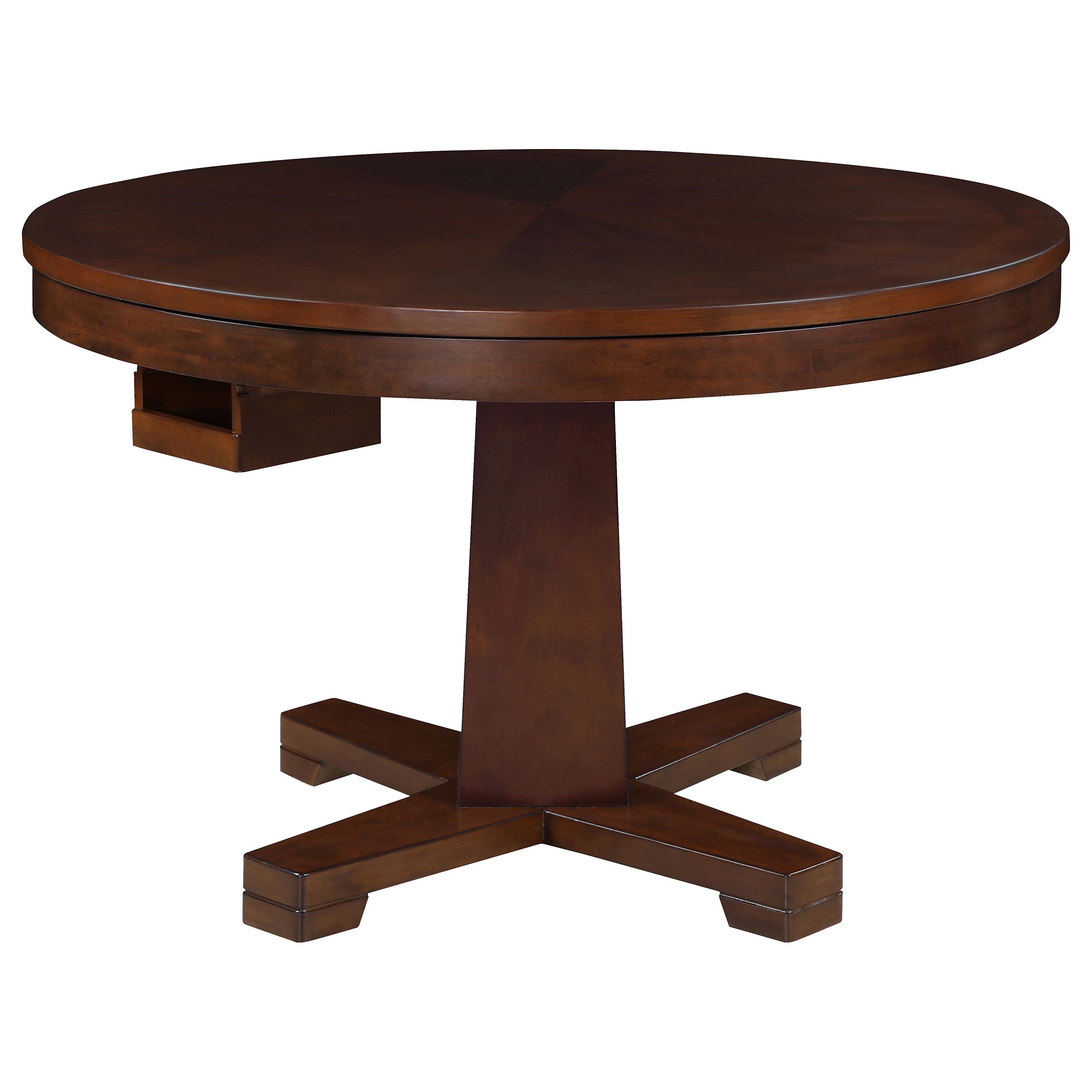 Best Furniture Outlet - Coaster - Marietta Round Dining and Billiard Poker Game Table Tobacco - 100171