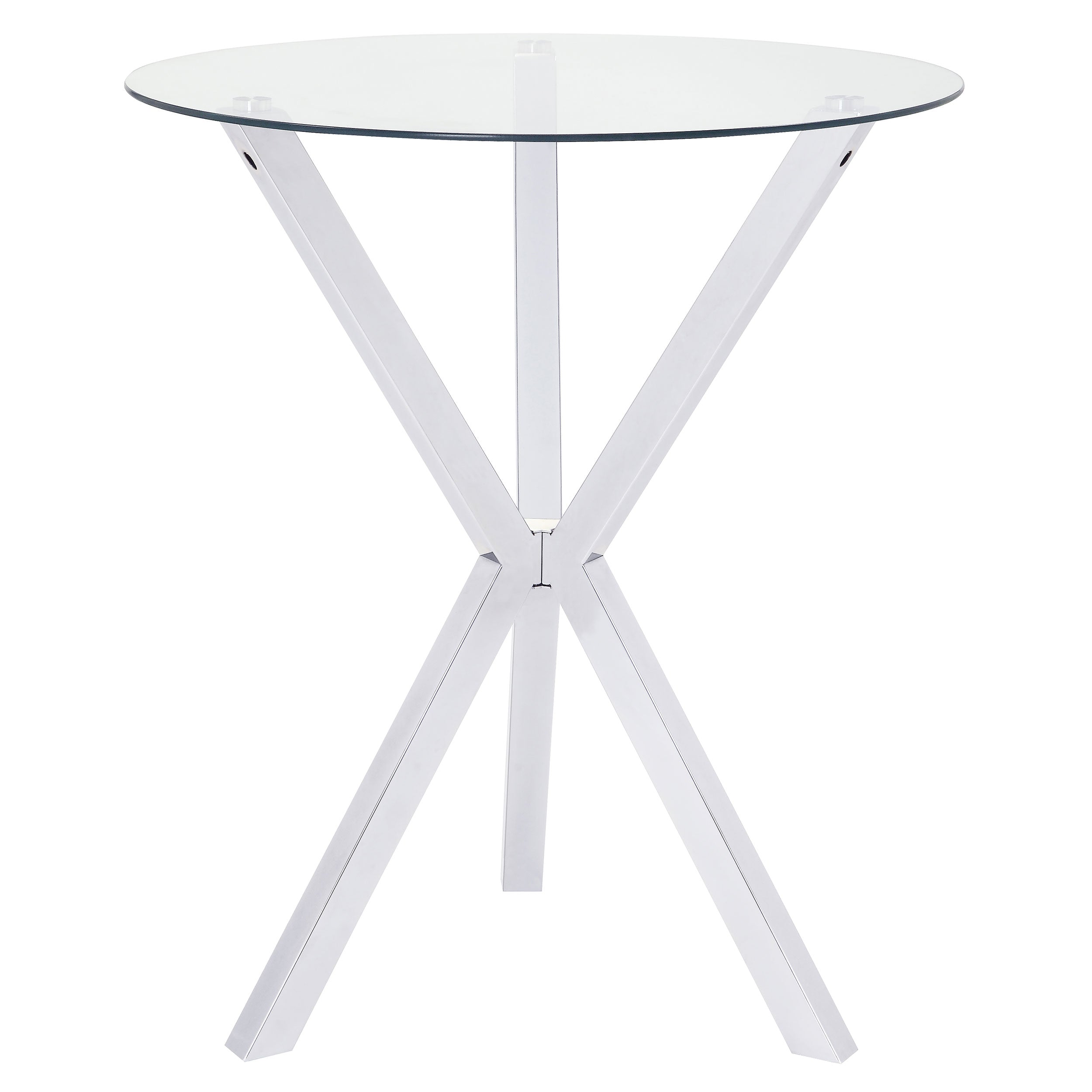 Best Furniture Outlet - Coaster - Denali Round 35-inch Glass Top Bistro Bar Table Chrome - 100186
