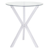 Best Furniture Outlet - Coaster - Denali Round 35-inch Glass Top Bistro Bar Table Chrome - 100186