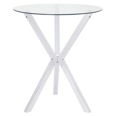 Best Furniture Outlet - Coaster - Denali Round 35-inch Glass Top Bistro Bar Table Chrome - 100186