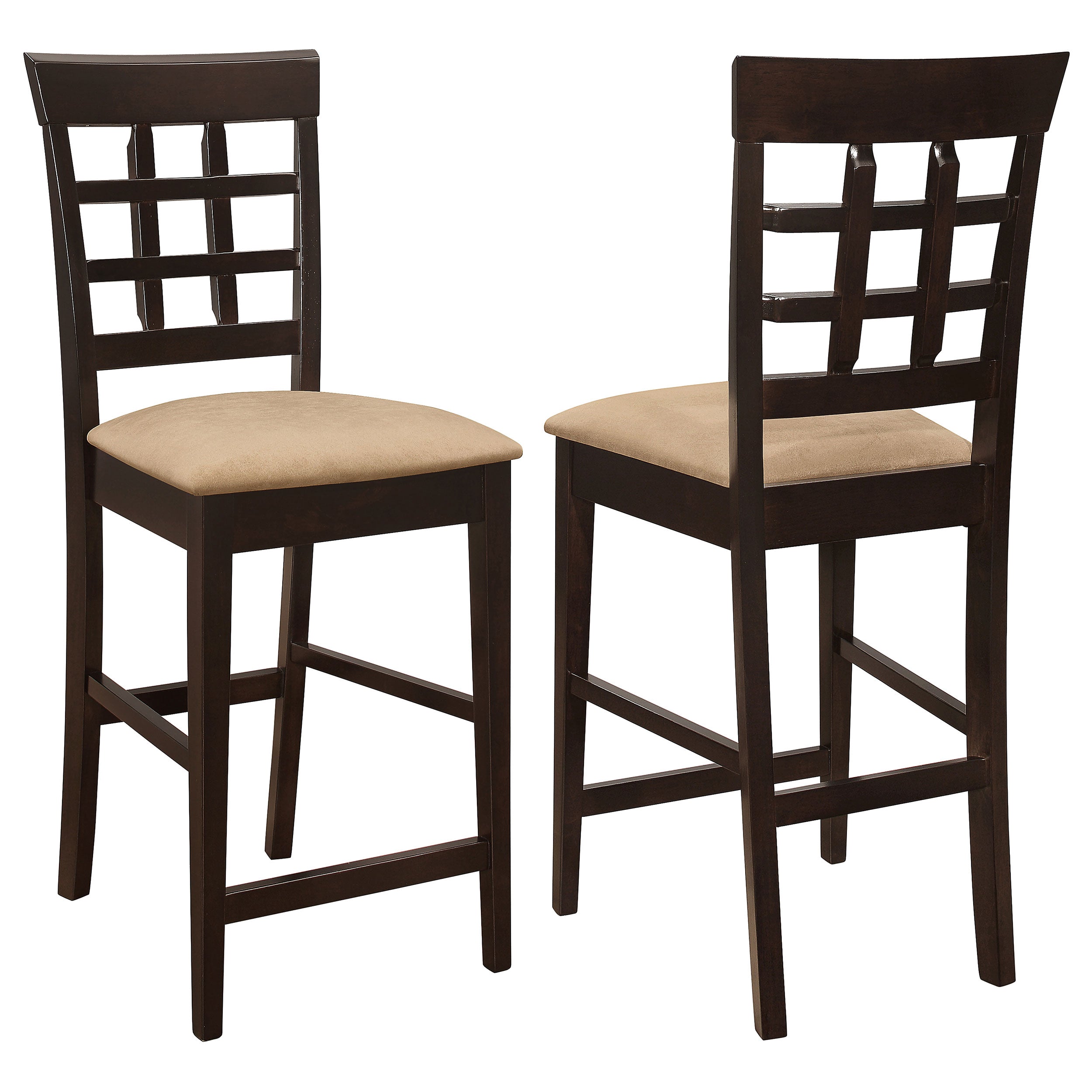 Best Furniture Outlet - Coaster - Gabriel Lattice Back Counter Chair Cappuccino (Set of 2) - 100209