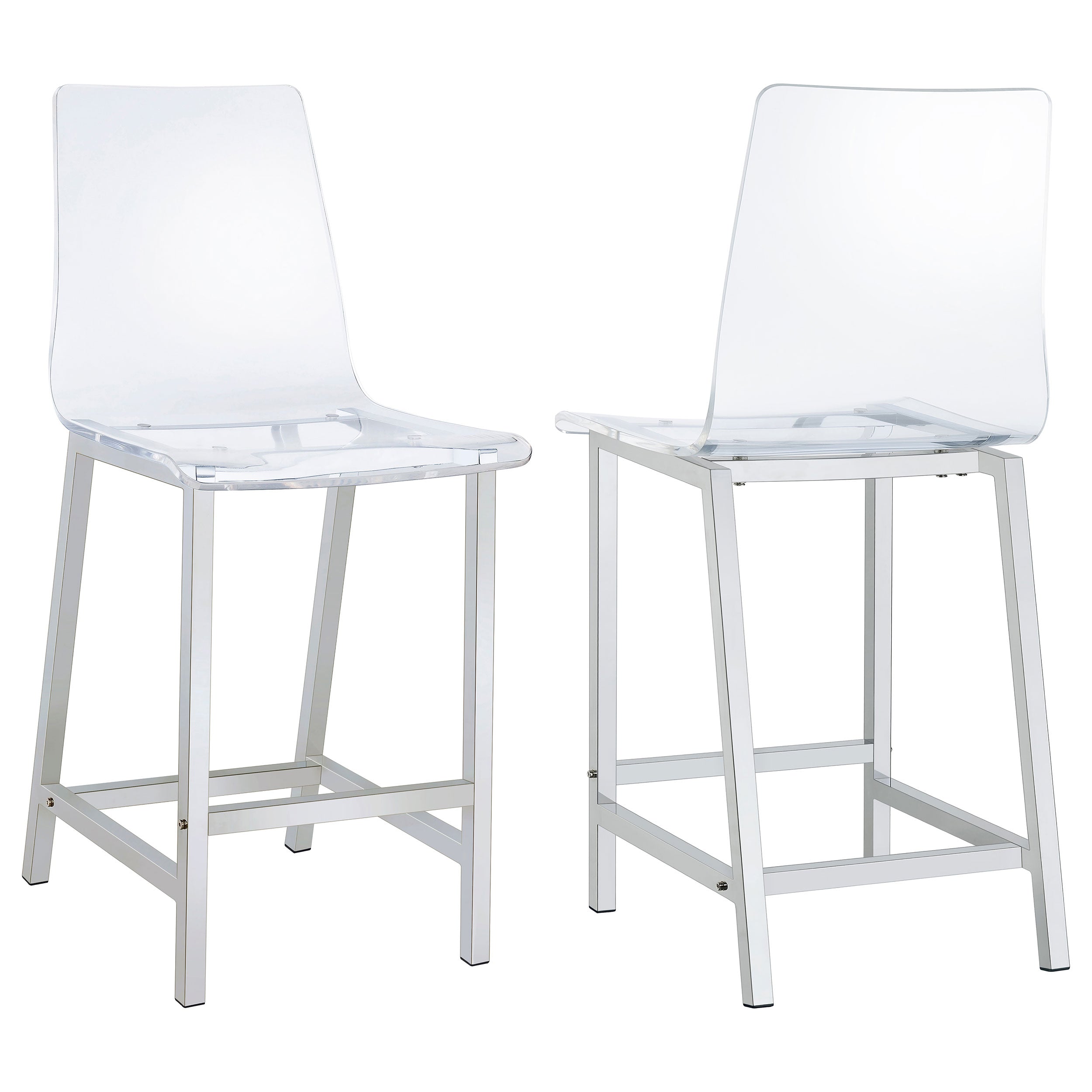 Best Furniture Outlet - Coaster - Juelia Clear Acrylic Counter Chair Chrome (Set of 2) - 100265