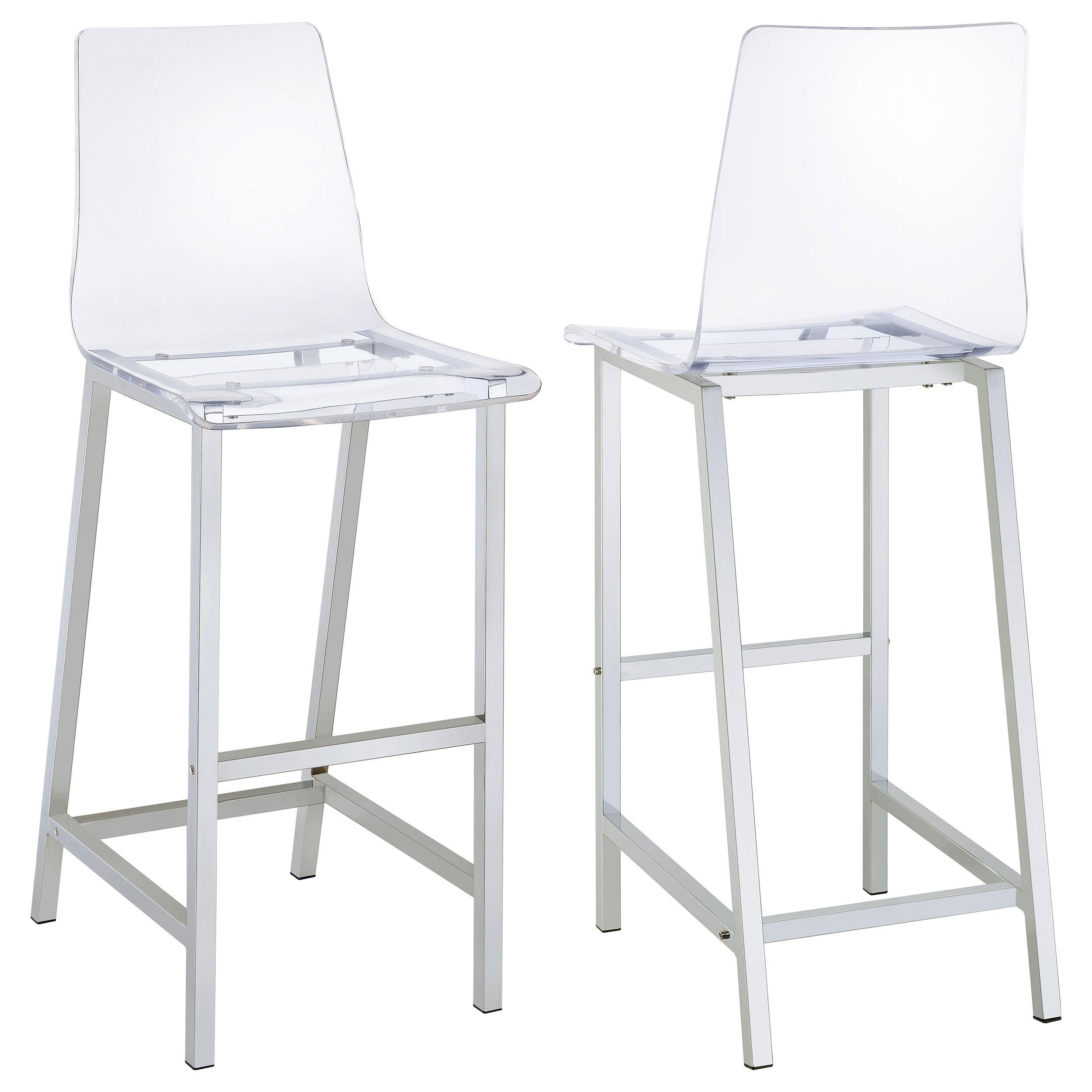 Best Furniture Outlet - Coaster - Juelia Clear Acrylic Bar Chair Chrome (Set of 2) - 100295