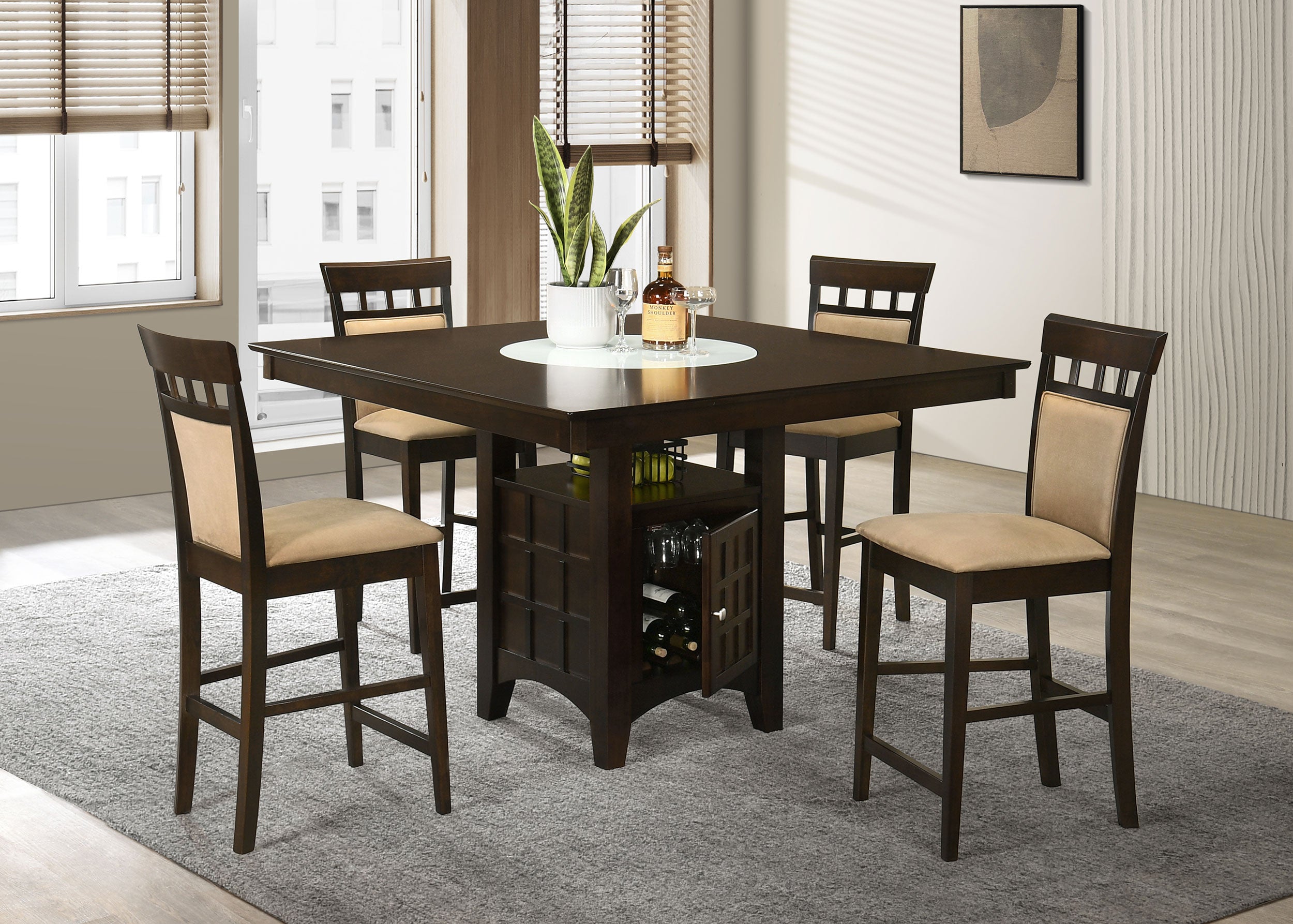 Best Furniture Outlet - Coaster - Gabriel 5-piece Square Counter Height Dining Set Cappuccino - 100438-S5A
