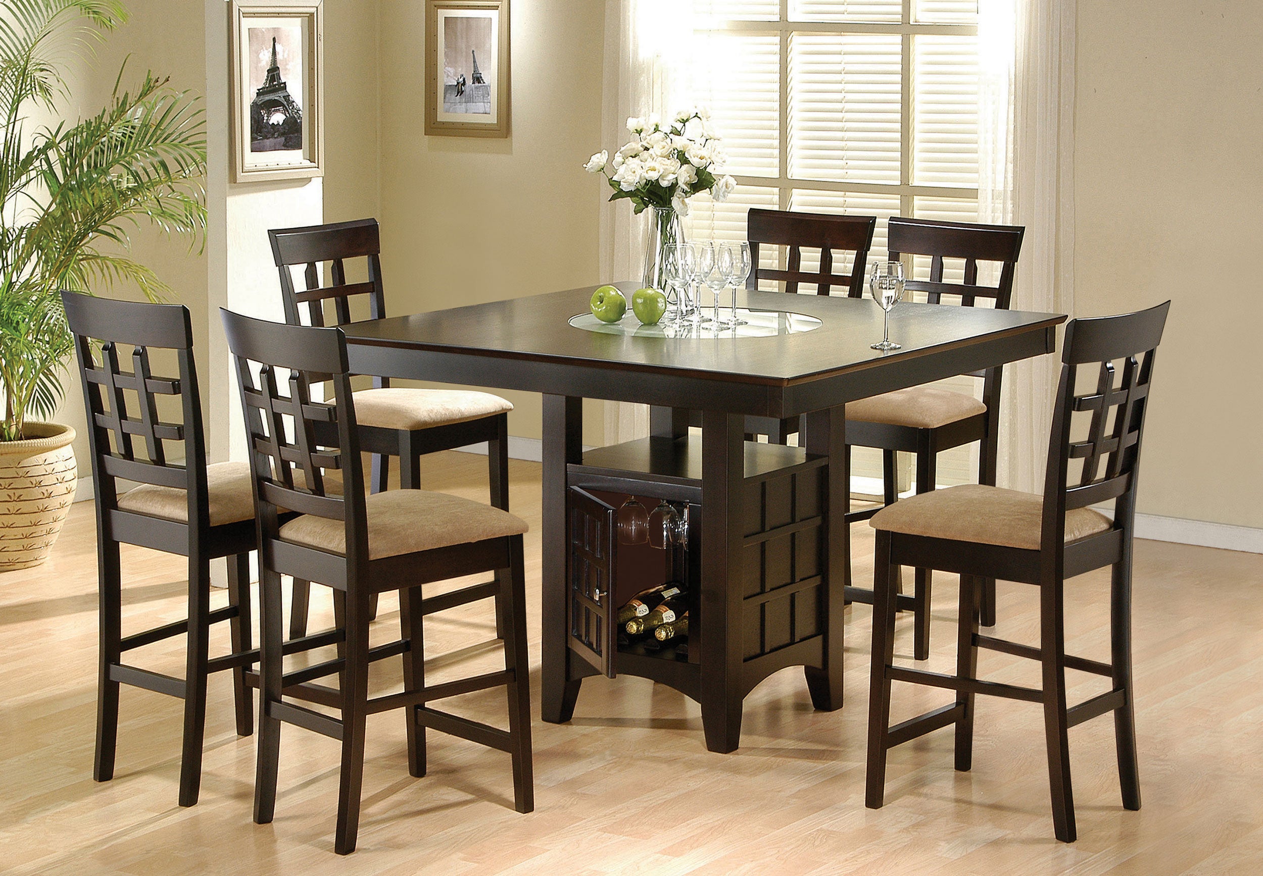 Best Furniture Outlet - Coaster - Gabriel 7-piece Square Counter Height Dining Set Cappuccino - 100438-S7