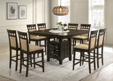 Best Furniture Outlet - Coaster - Gabriel 9-piece Square Counter Height Dining Set Cappuccino - 100438-S9A