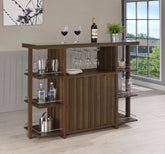 Best Furniture Outlet - Coaster - Evelio 6-shelf Glass Top Home Bar Wine Cabinet Walnut - 100439