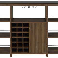 Evelio 6-shelf Glass Top Home Bar Wine Cabinet Walnut