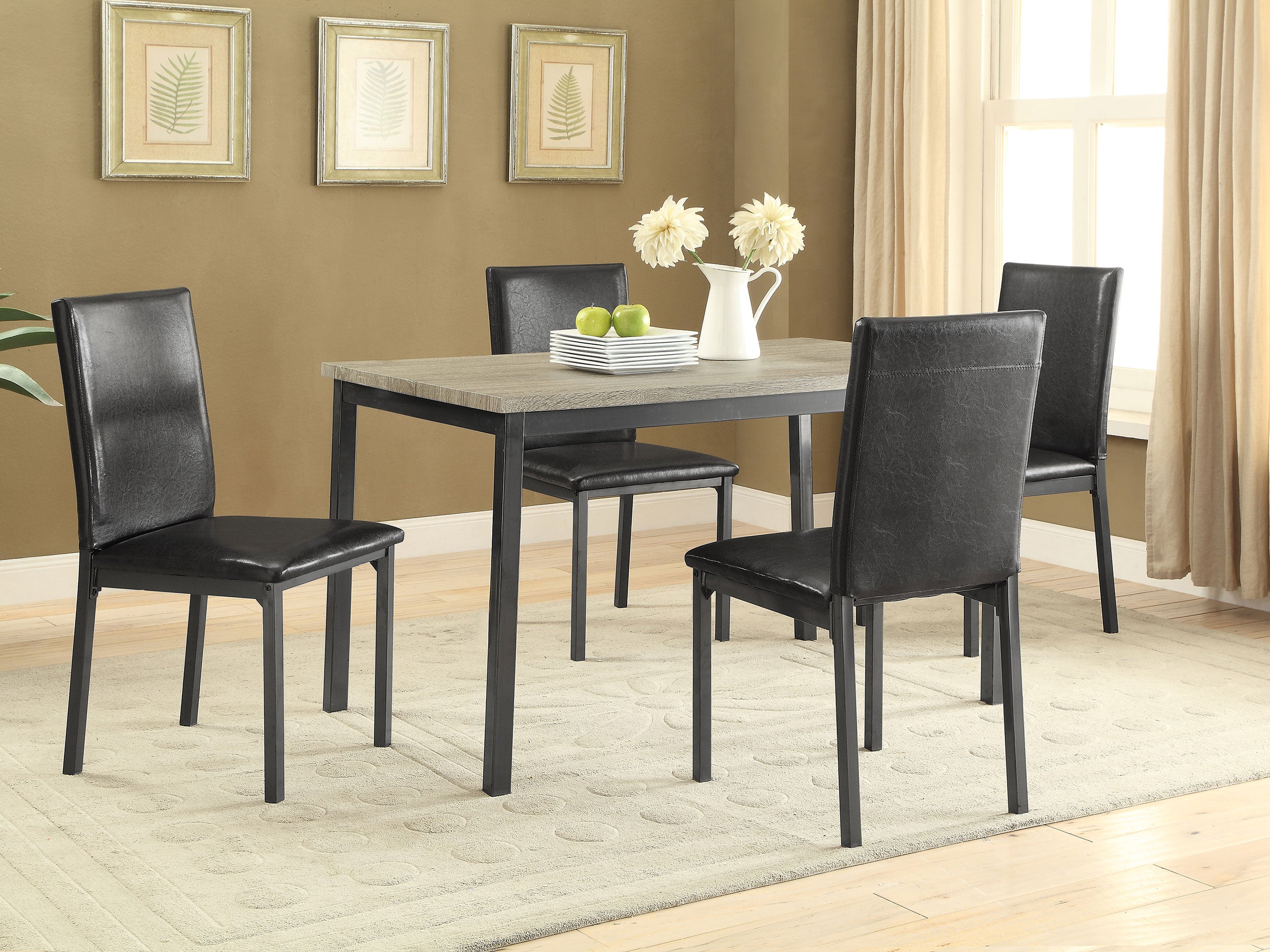 Best Furniture Outlet - Coaster - Garza 5-piece Rectangular Dining Table Set Black - 100611-S5