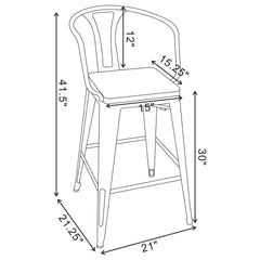 Cavalier Metal Bar Chair Dark Elm and Matte Black (Set of 2)