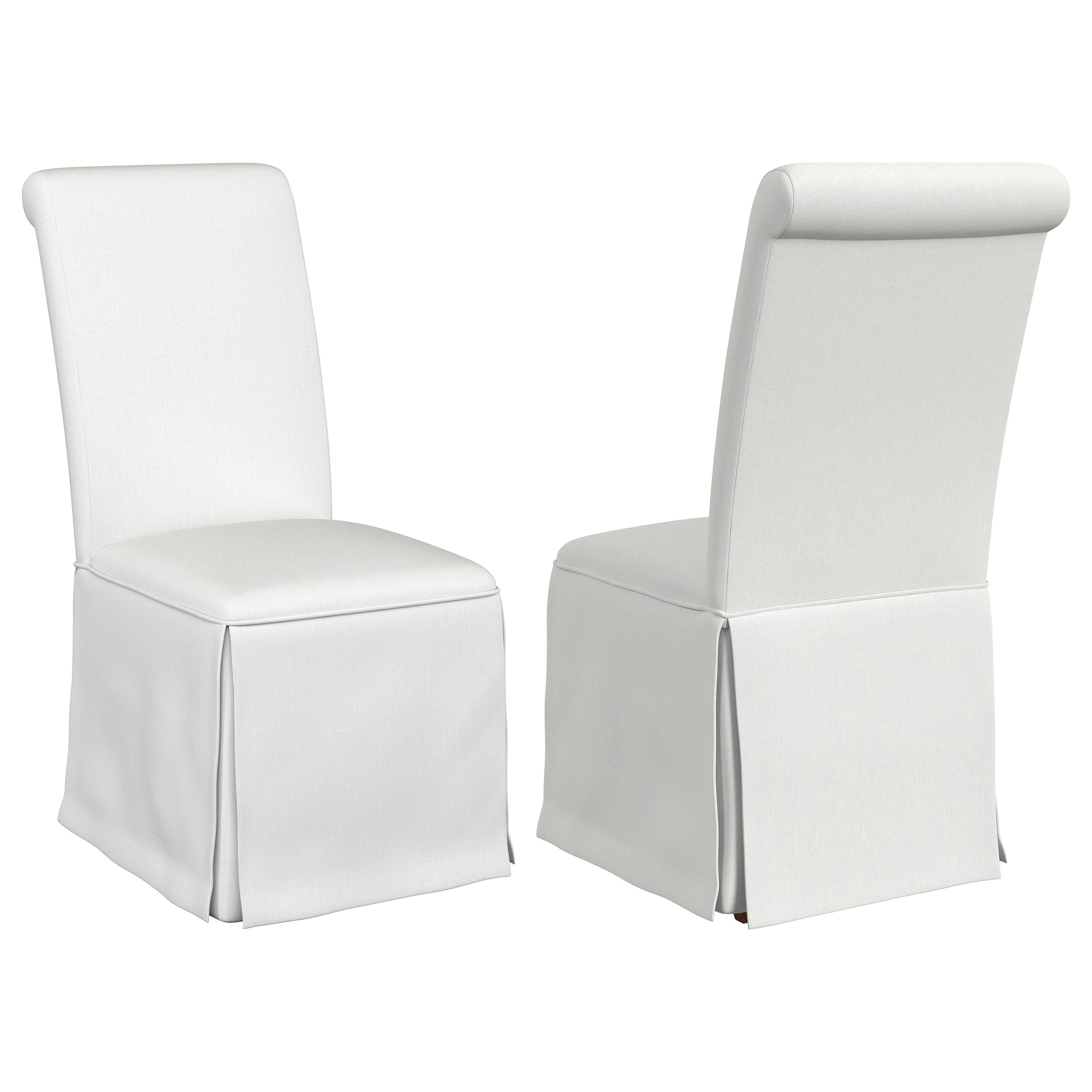 Best Furniture Outlet - Coaster - Shawna Upholstered Skirted Side Chair White (Set of 2) - 100748