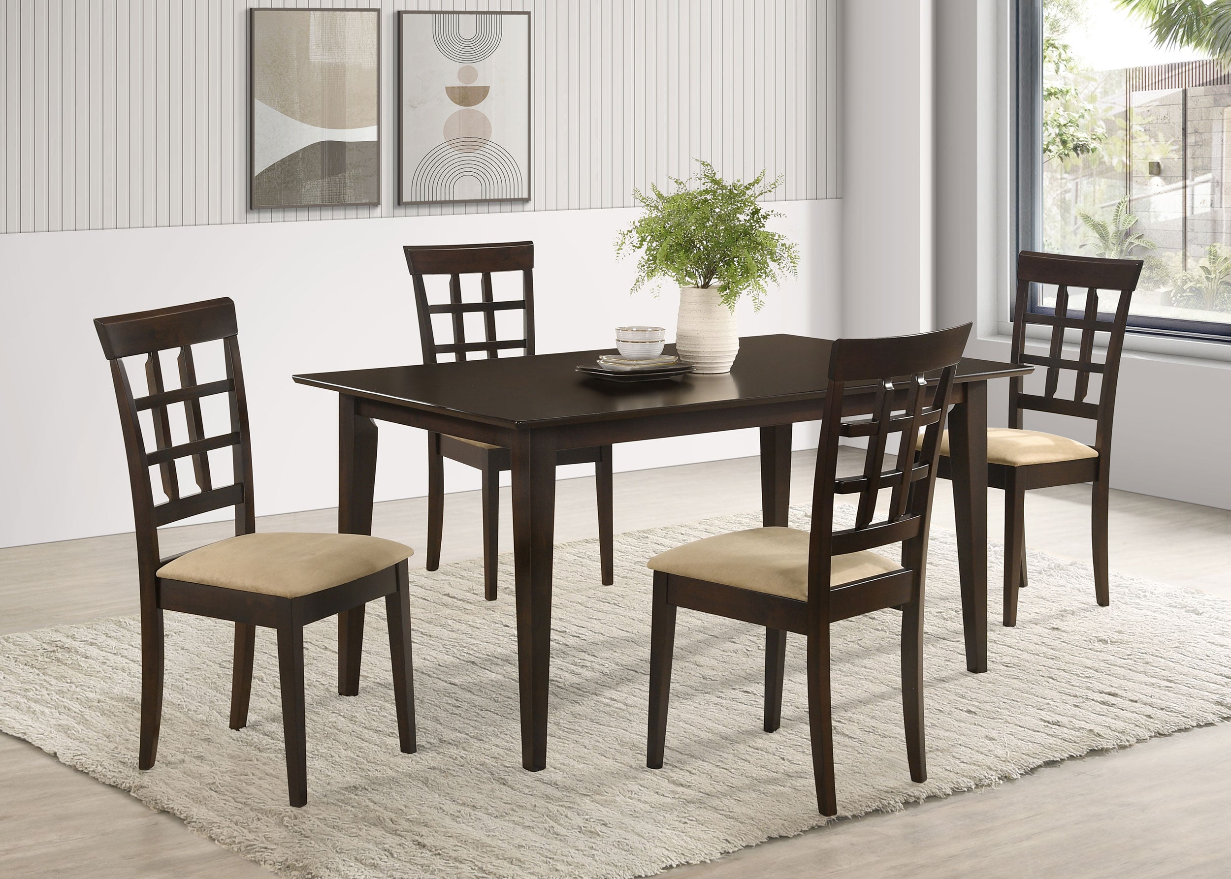 Best Furniture Outlet - Coaster - Gabriel 5-piece Rectangular 59-inch Dining Set Cappuccino - 100771-S5