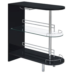 Best Furniture Outlet - Coaster - Adolfo Rectangular 2-tier Home Bar Table Black High Gloss - 101063