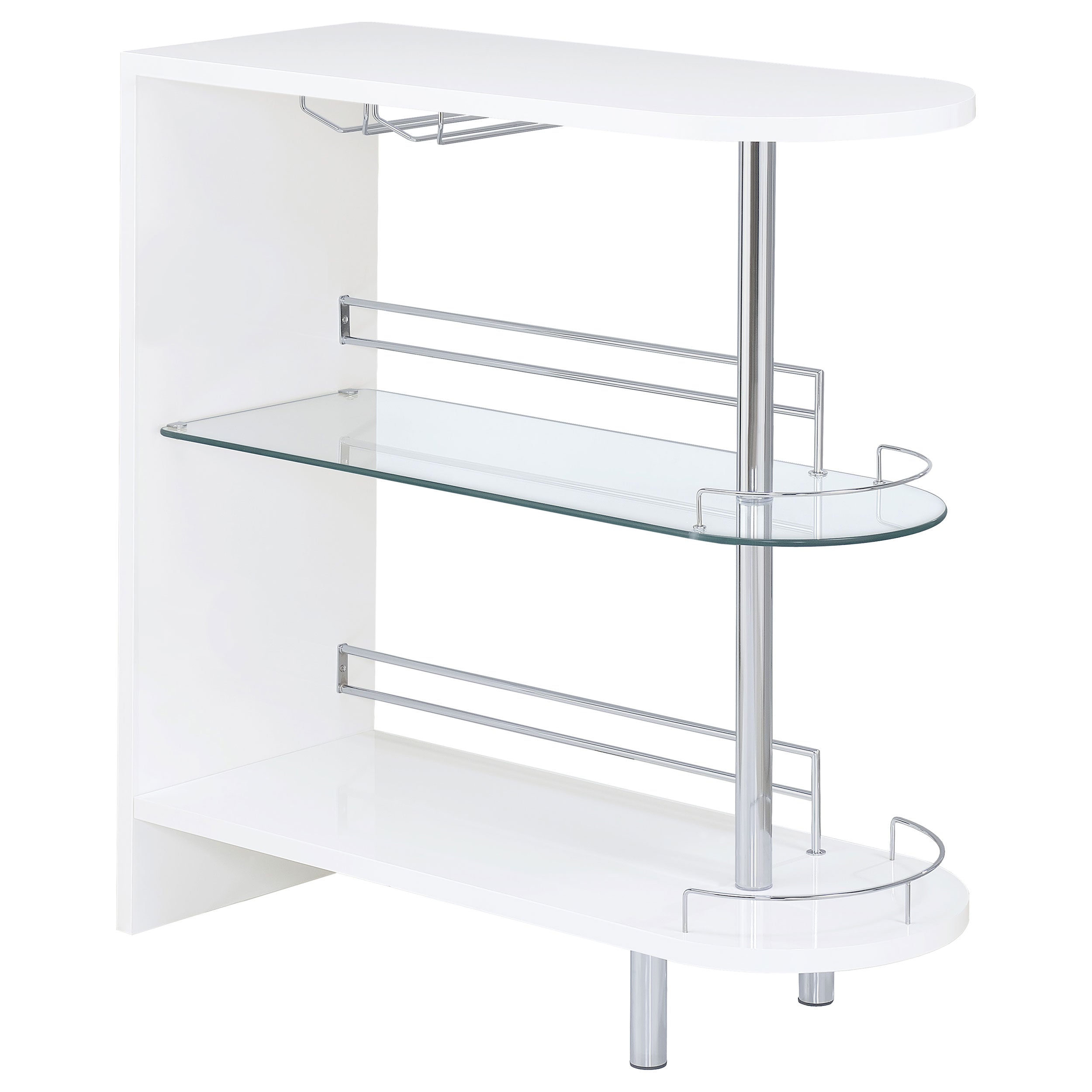 Best Furniture Outlet - Coaster - Adolfo Rectangular 2-tier Home Bar Table White High Gloss - 101064