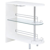 Best Furniture Outlet - Coaster - Adolfo Rectangular 2-tier Home Bar Table White High Gloss - 101064