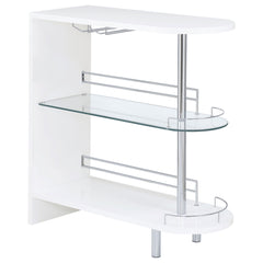 Best Furniture Outlet - Coaster - Adolfo Rectangular 2-tier Home Bar Table White High Gloss - 101064