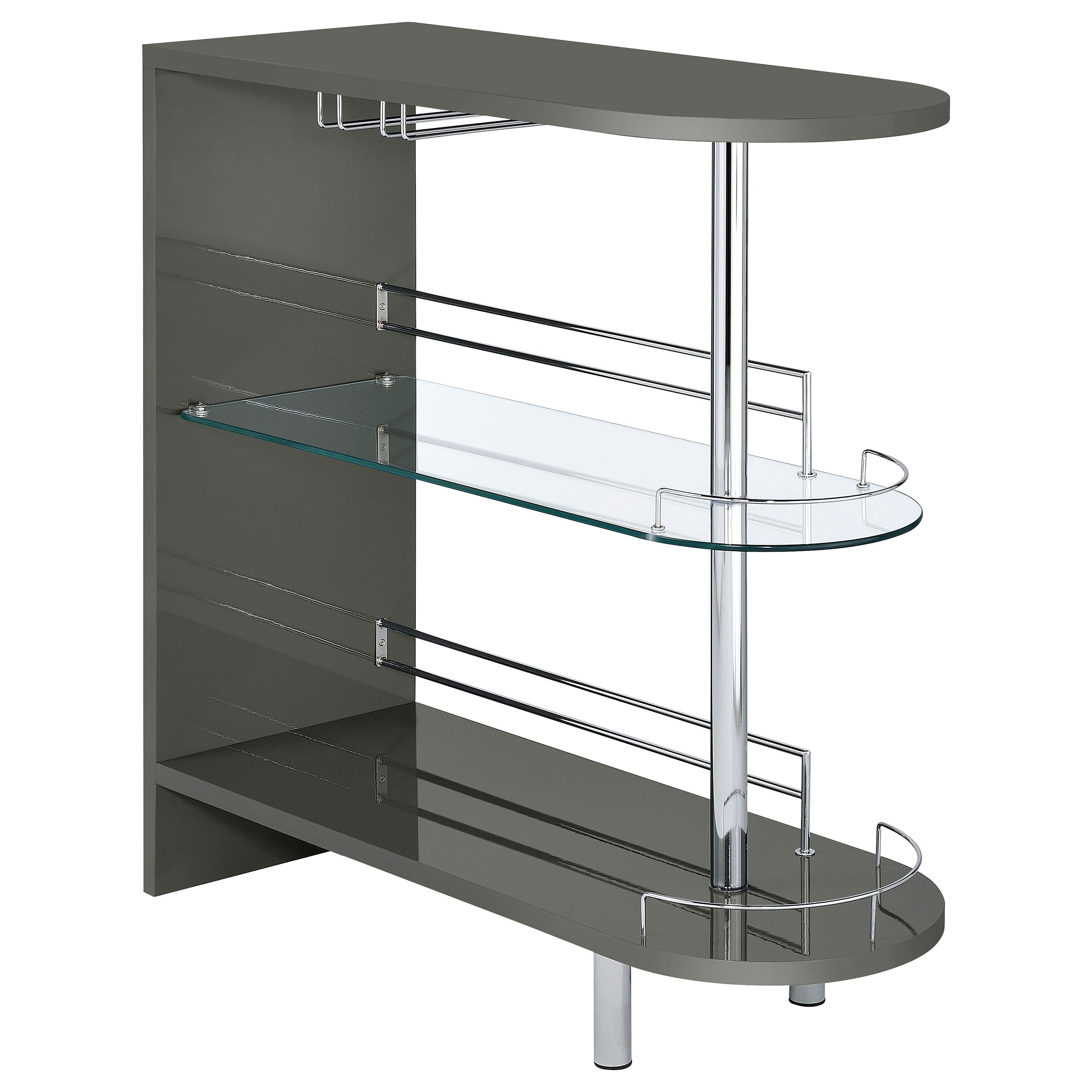 Best Furniture Outlet - Coaster - Adolfo Rectangular 2-tier Home Bar Table Grey High Gloss - 101073