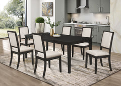 Best Furniture Outlet - Coaster - Louise 7-piece Rectangular Extension Leaf Dining Set Black - 101561-S7