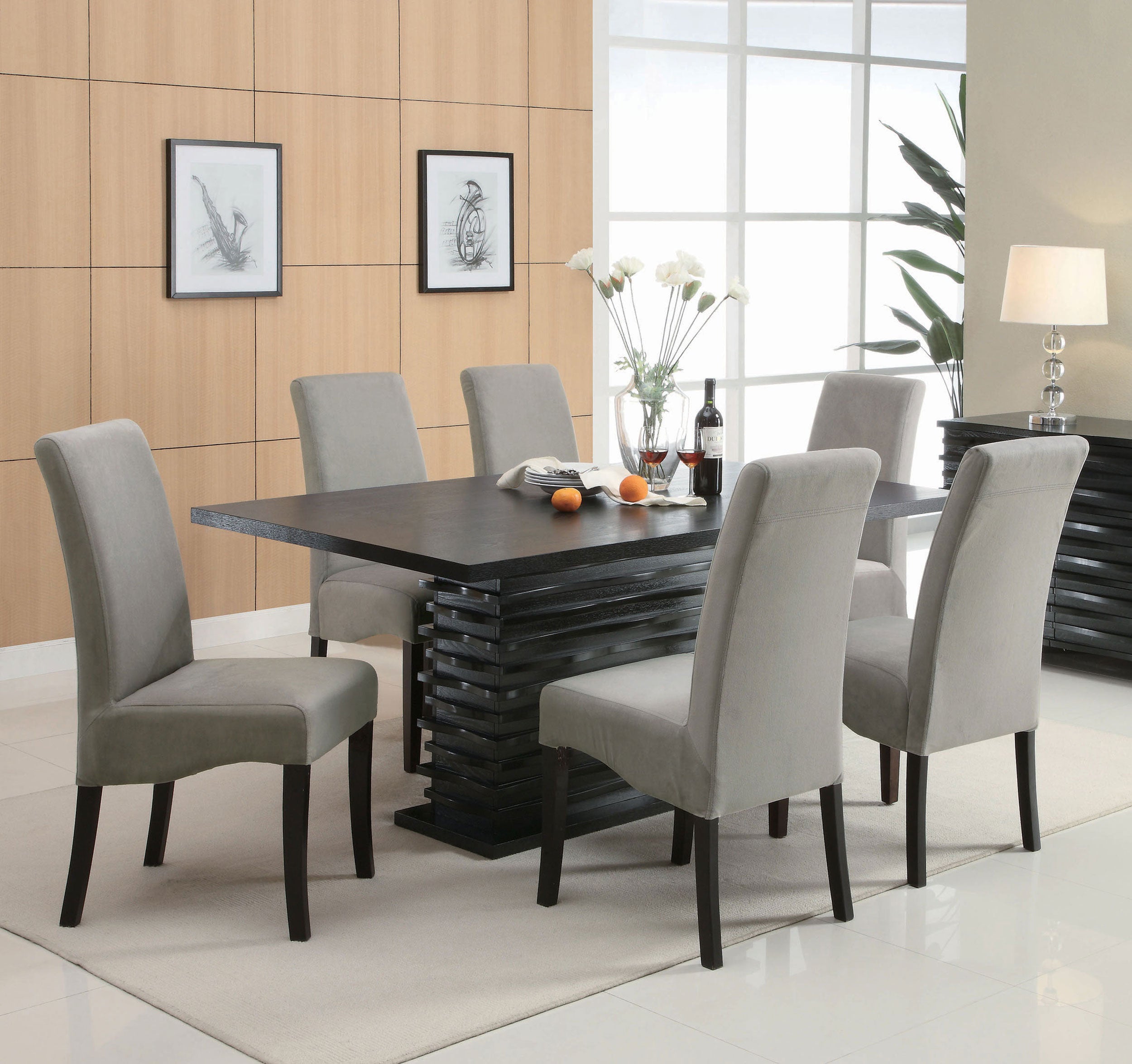 Best Furniture Outlet - Coaster - Stanton 7-piece Rectangular Dining Table Set Grey - 102061-S7