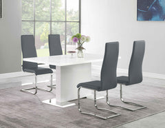 Best Furniture Outlet - Coaster - Anges 5-piece Dining Table Set White High Gloss and Grey - 102310-S5G