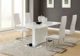 Best Furniture Outlet - Coaster - Anges 5-piece Dining Table Set White High Gloss and White - 102310-S5W
