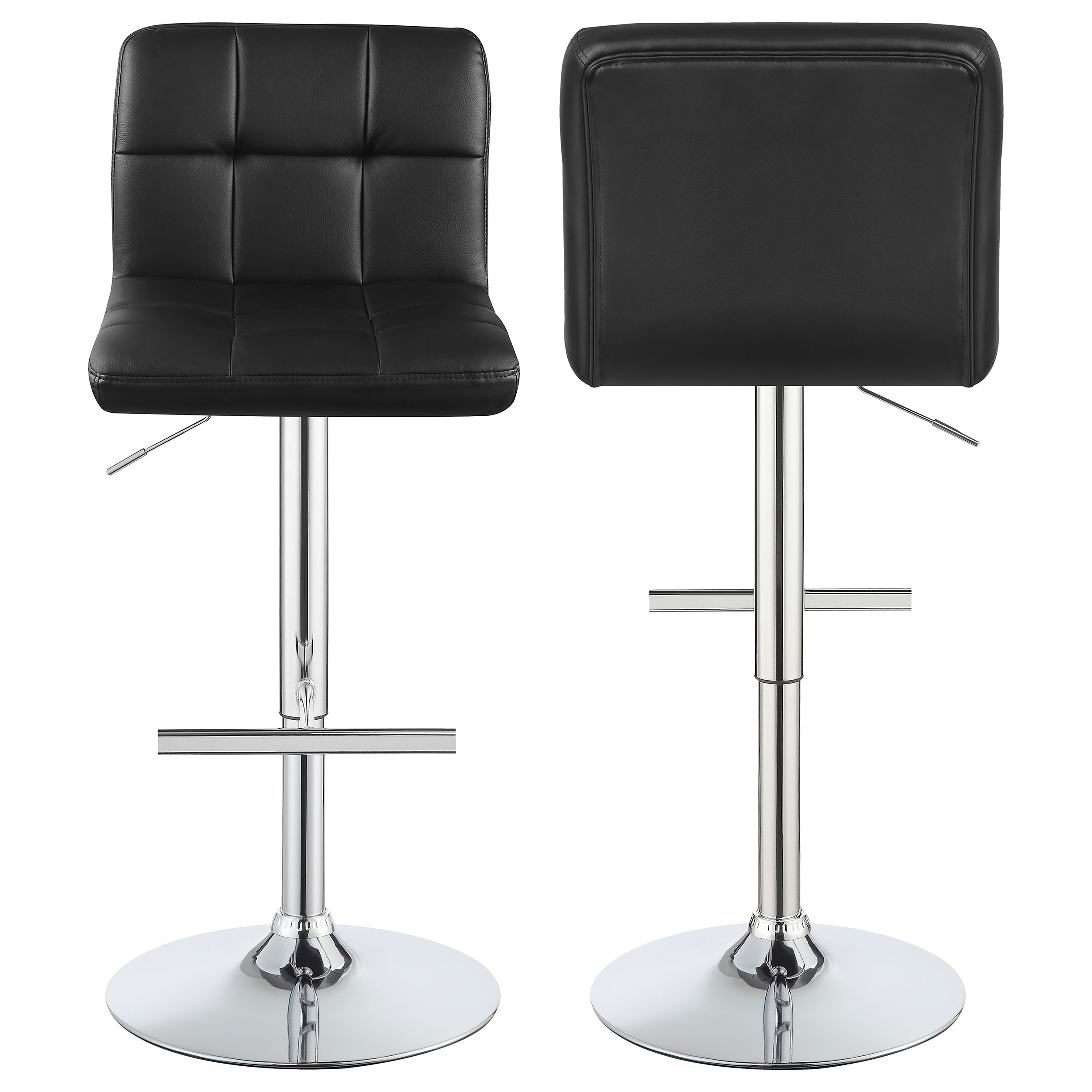 Best Furniture Outlet - Coaster - Lenny Upholstered Adjustable Bar Stool Black (Set of 2) - 102554