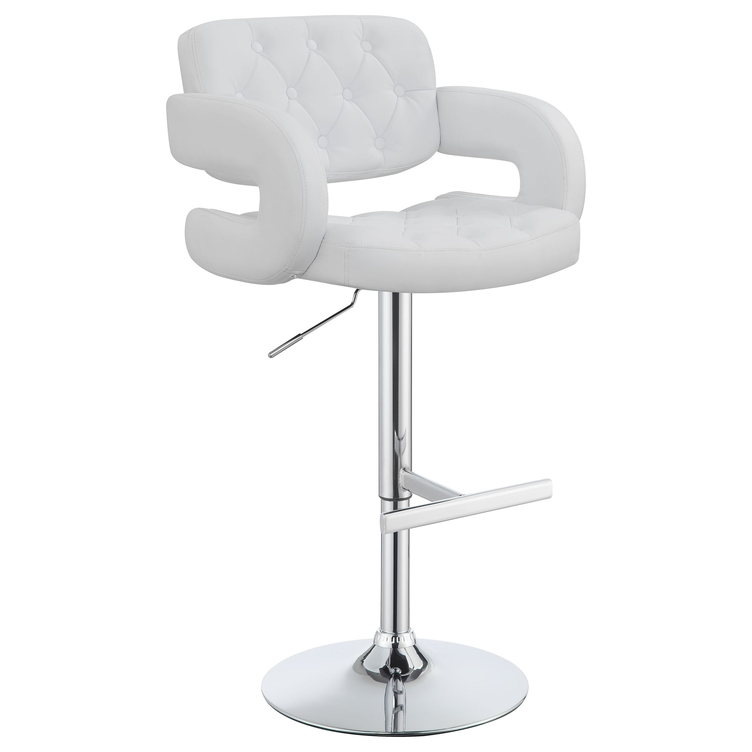 Best Furniture Outlet - Coaster - Brandi Adjustable Bar Stool Chrome and White - 102557