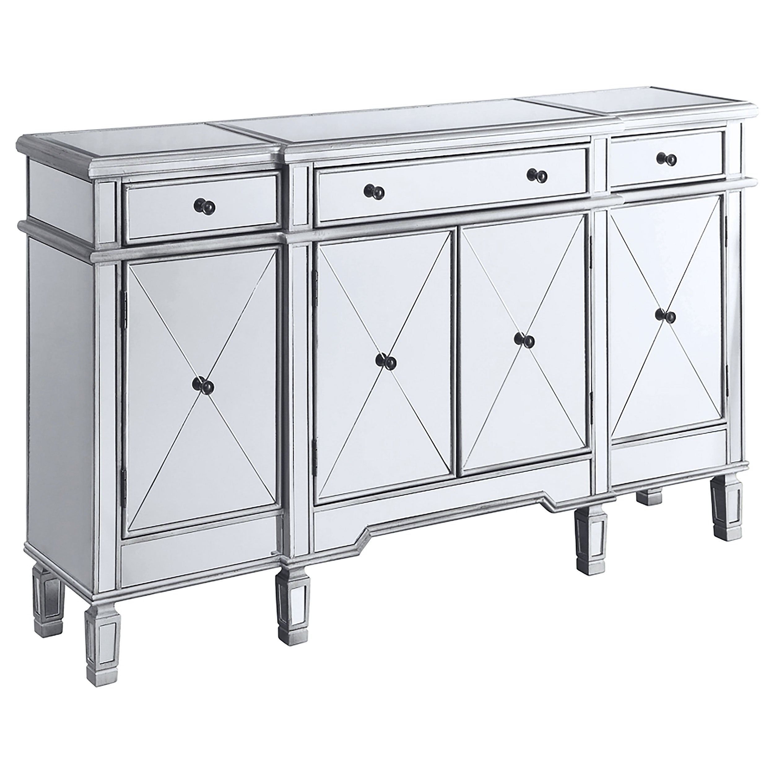 Best Furniture Outlet - Coaster - Aconitum 4-door Mirrored Storage Accent Cabinet Silver - 102595