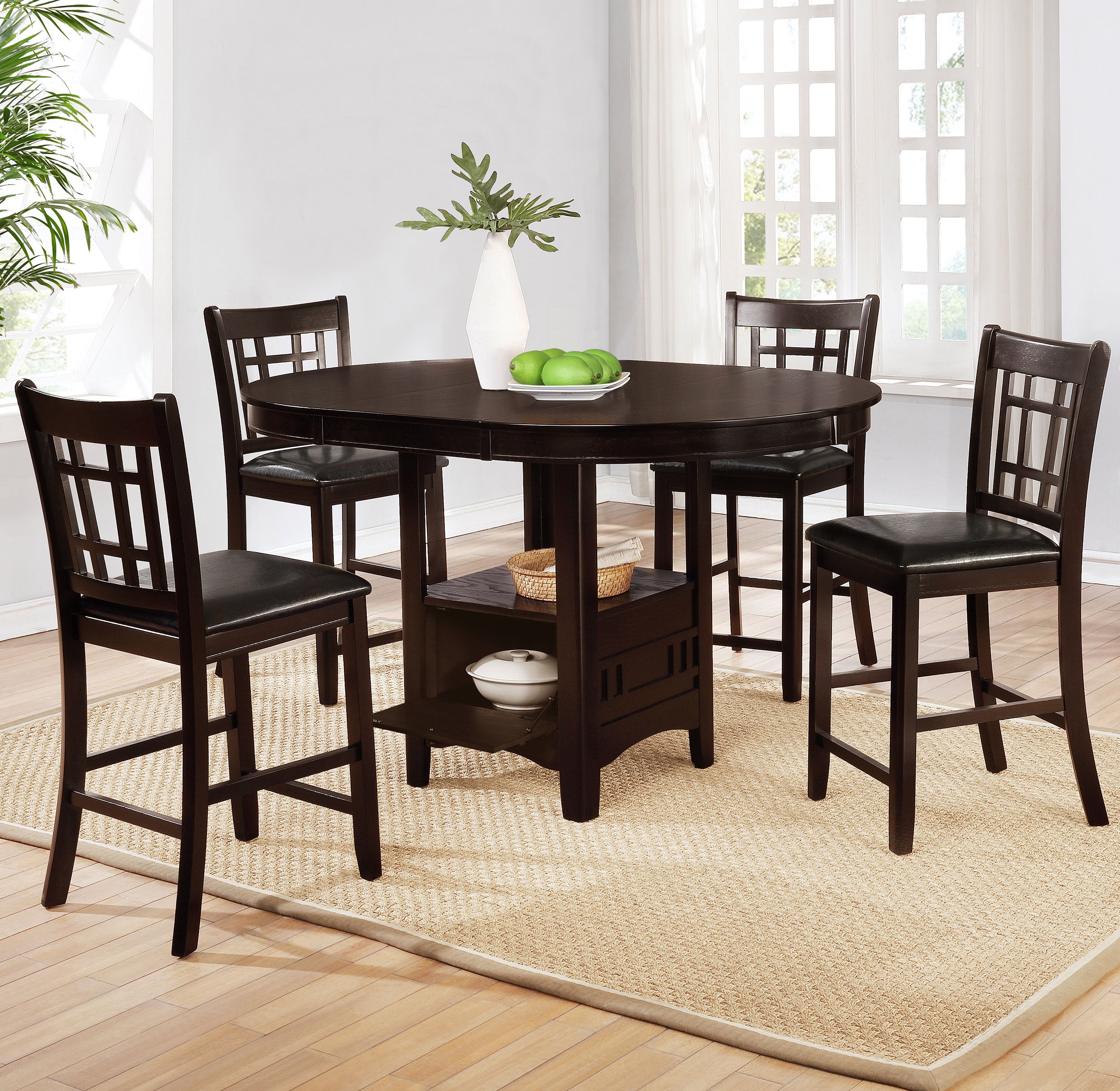 Best Furniture Outlet - Coaster - Lavon 5-piece Oval Counter Height Dining Set Espresso - 102888-S5