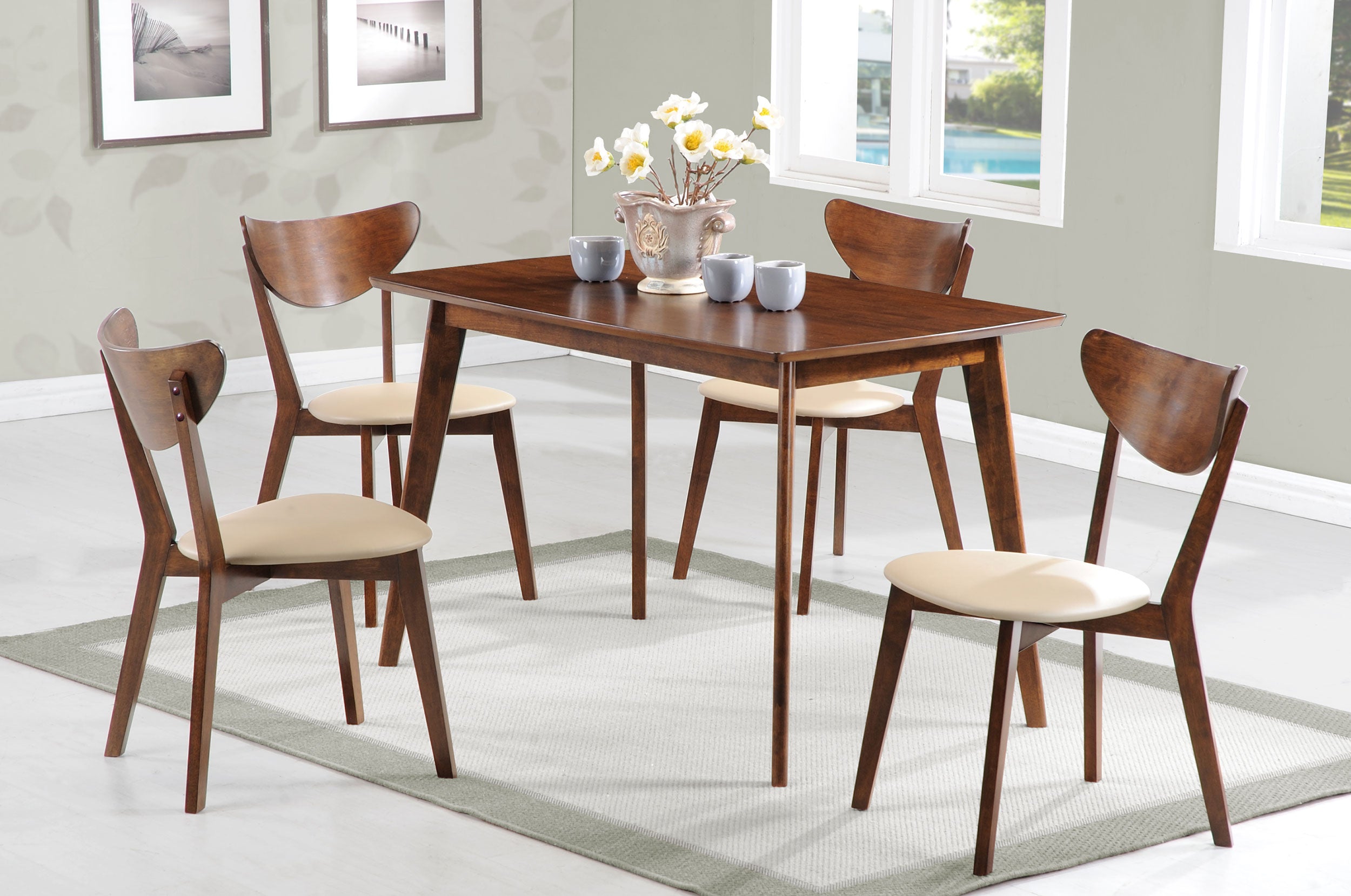 Best Furniture Outlet - Coaster - Kersey 5-piece Rectangular Dining Table Set Chestnut - 103061-S5