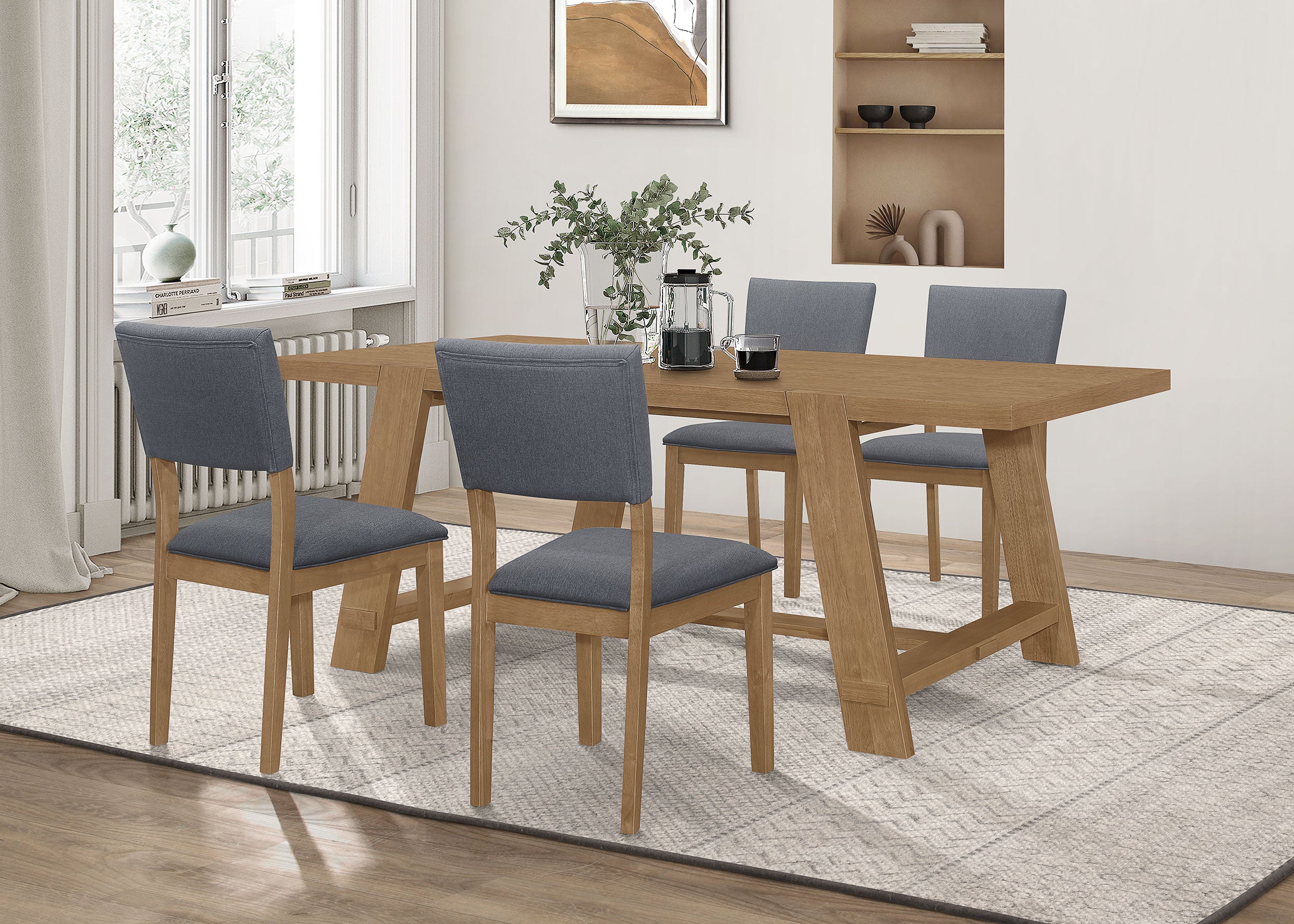 Best Furniture Outlet - Coaster - Sharon 5-piece Rectangular Dining Table Set Brown - 104171-S5