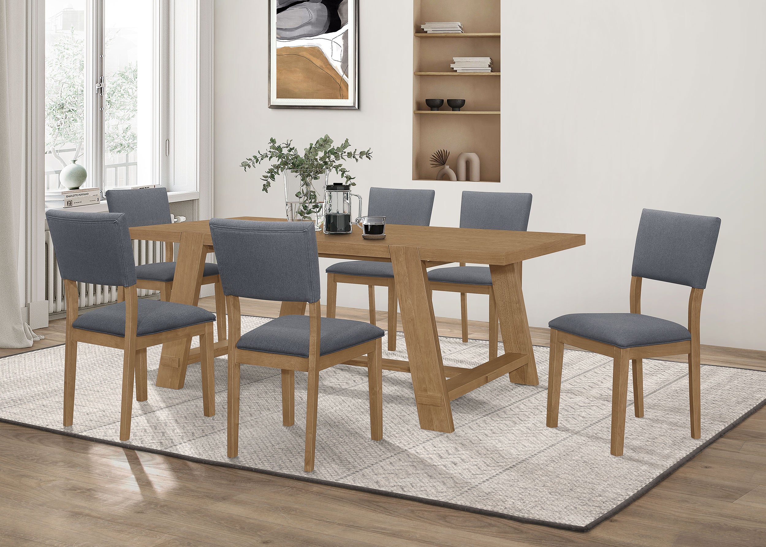 Best Furniture Outlet - Coaster - Sharon 7-piece Rectangular Dining Table Set Brown - 104171-S7