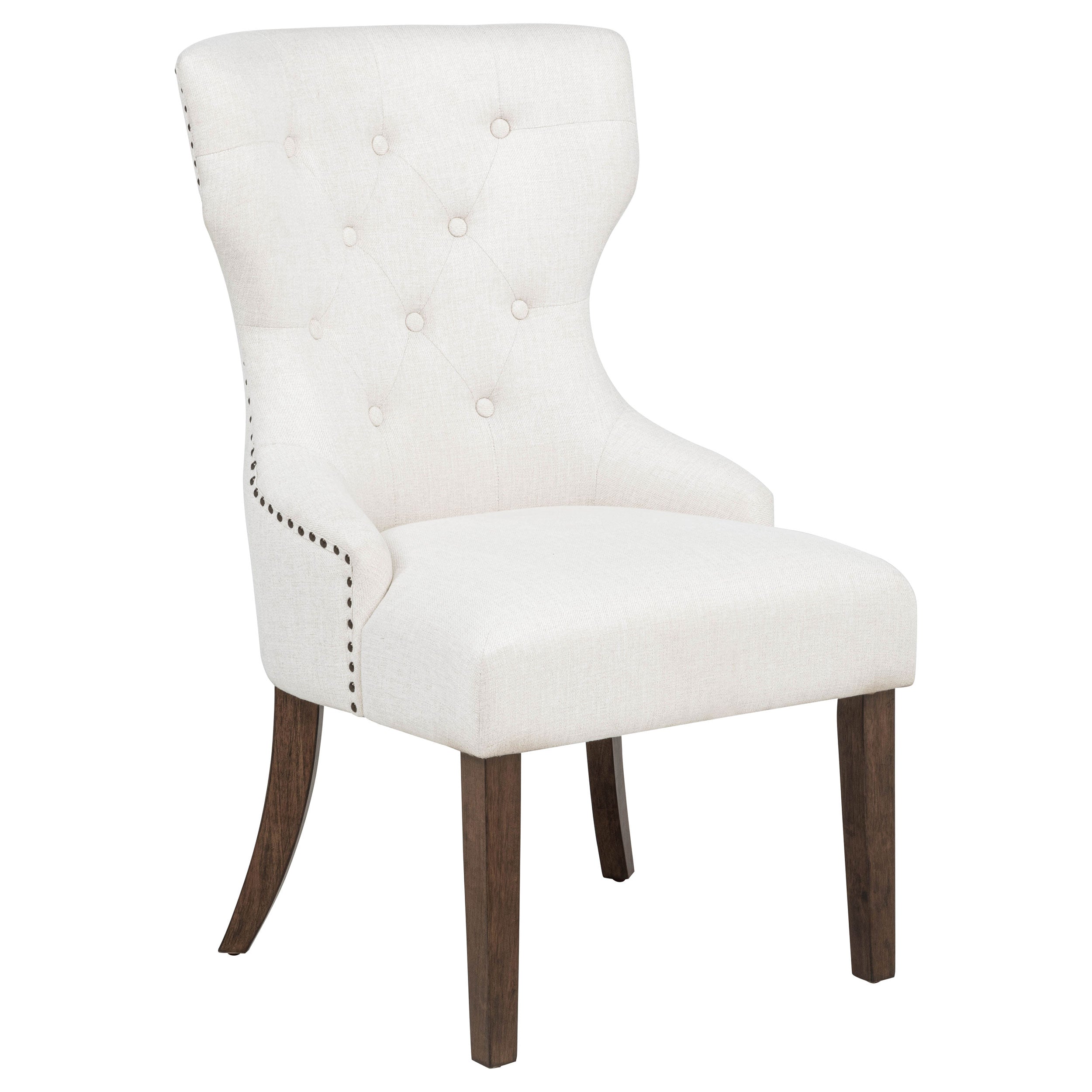 Best Furniture Outlet - Coaster - Baney Fabric Upholstered Dining Side Chair Cream and Dark Oak - 104507DOK