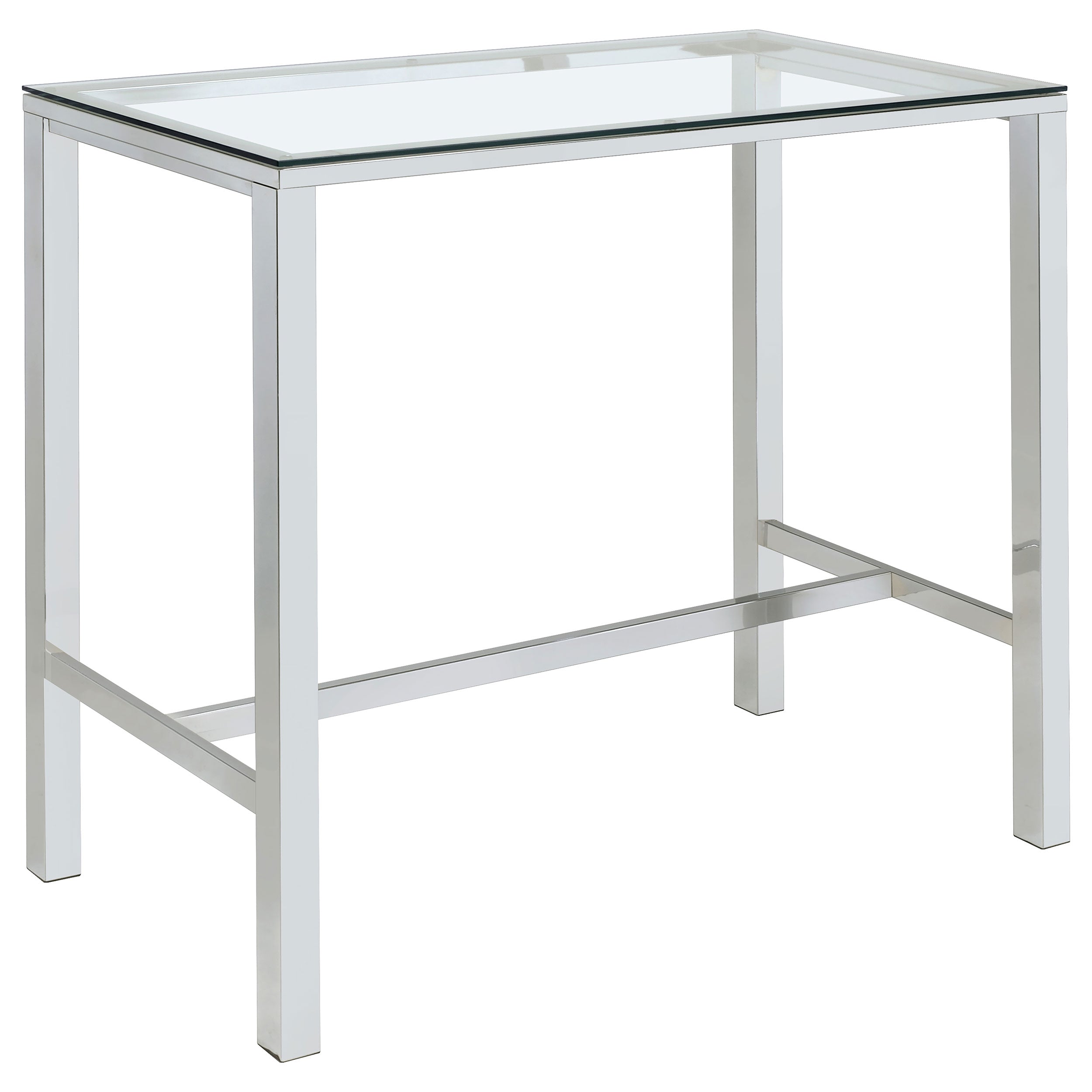 Best Furniture Outlet - Coaster - Tolbert Rectangular 47-inch Glass Top Pub Bar Table Chrome - 104873