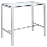Best Furniture Outlet - Coaster - Tolbert Rectangular 47-inch Glass Top Pub Bar Table Chrome - 104873