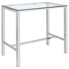 Best Furniture Outlet - Coaster - Tolbert Rectangular 47-inch Glass Top Pub Bar Table Chrome - 104873