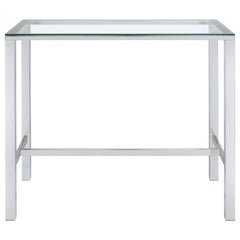 Tolbert Rectangular 47-inch Glass Top Pub Bar Table Chrome