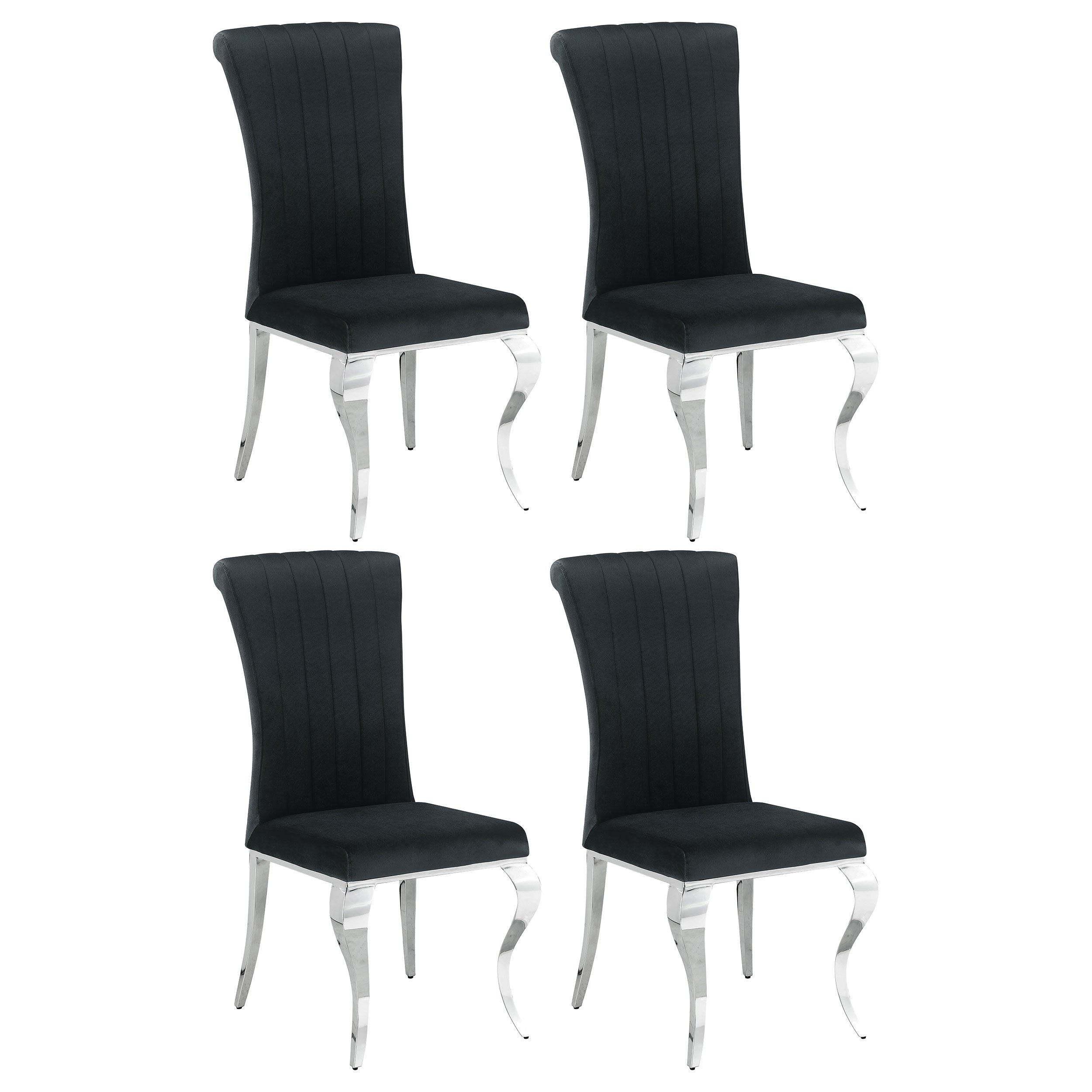 Best Furniture Outlet - Coaster - Betty Velvet Upholstered Dining Side Chair Black (Set of 4) - 105072