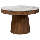 Best Furniture Outlet - Coaster - Ortega Round 46-inch Marble Top Wood Dining Table Natural - 105141