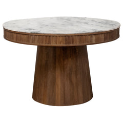Best Furniture Outlet - Coaster - Ortega Round 46-inch Marble Top Wood Dining Table Natural - 105141