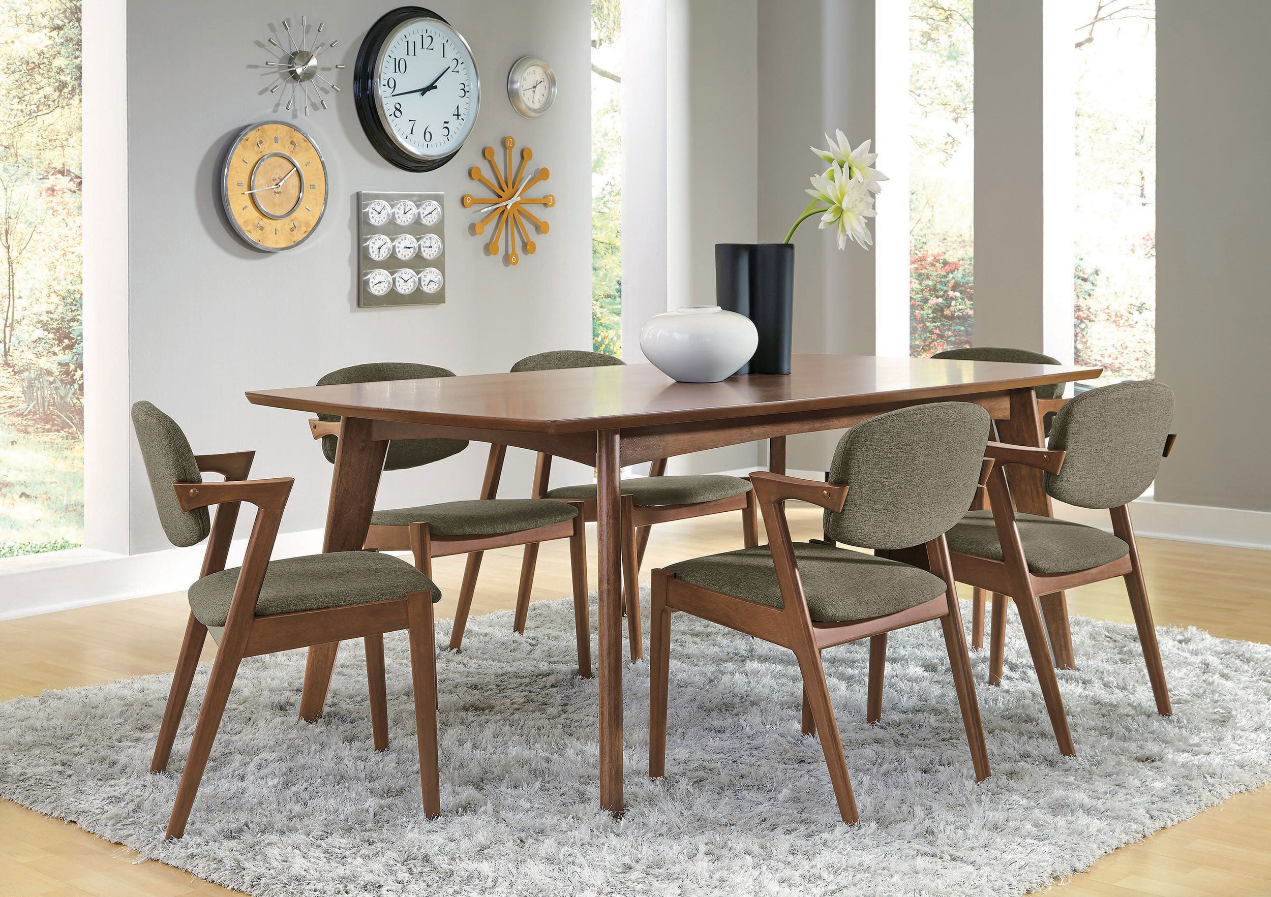 Best Furniture Outlet - Coaster - Malone 7-piece Rectangular Dining Table Set Dark Walnut - 105351-S7