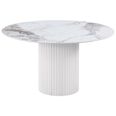 Best Furniture Outlet - Coaster - Acadia Round 53-inch Sintered Stone Top Dining Table White - 105580