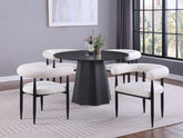 Best Furniture Outlet - Coaster - Camden 5-piece Round Faux Marble Top Dining Table Set Black - 105780-S5